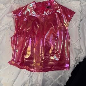 Shiny Pink Sleeveless Top